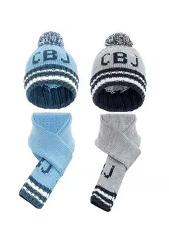 Шапка+шарф с помпоном в наборе 2 штуки (4 тиг.) CIPO & BAXX, цвет Blue Grey