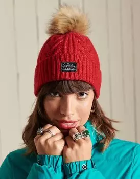 Шапка Superdry Cable lux в цвете «пламенный меланж»