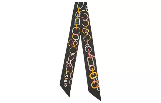 Шарф 2000 2015 Do Re Boucles Silk Twilly Scarf Scarves HERMES, черный