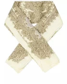 Шарф Acne Studios Printed, цвет Cream White & Light Olive