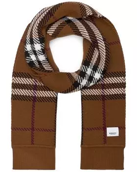 Шарф Burberry Check Knit, цвет Dark Birch Brown Check