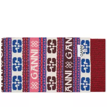 Шарф Ganni Graphic Wool, цвет Multicolour