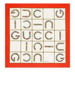 Шарф Gucci Gucci print silk, белый