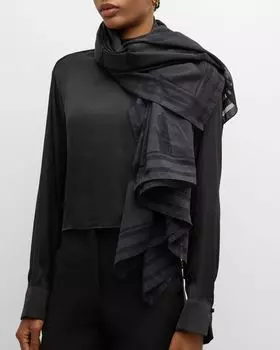 Шарф из перьевого шелка и хлопка Alexander McQueen, цвет Black