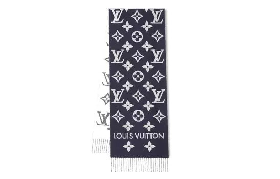 Шарф Louis Vuitton с логотипом, синий / белый