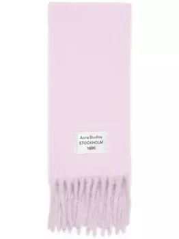 Шарф с бахромой и логотипом Acne Studios, розовый