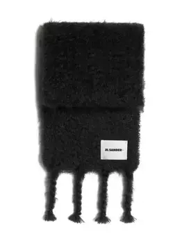 Шарф с бахромой JIL SANDER, черный