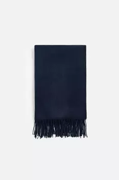 Шарф с бахромой ZARA, темно-синий