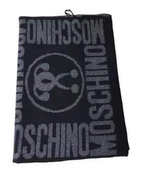 Шарф с логотипом и люрексом двусторонний Moschino, черный