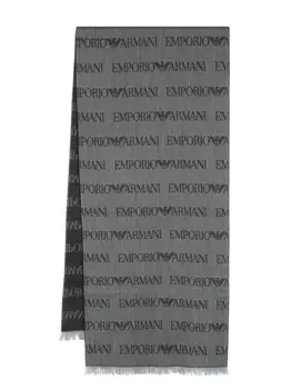 Шарф с монограммой Emporio Armani, серый