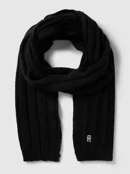 Шарф с пришивной этикеткой, модель "Timeless" Tommy Hilfiger, черный