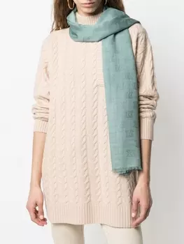 Шарф с узором и бахромой Max Mara, зеленый