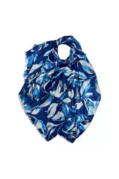 Шарф с зимними листьями LL Accessories, синий
