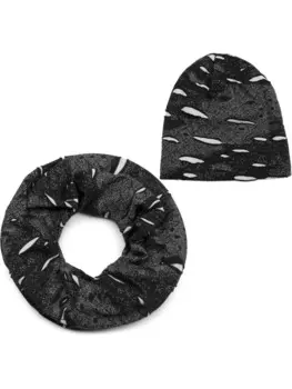 Шарф styleBREAKER Loop und Beanie Mtze Set, цвет schwarz-wei