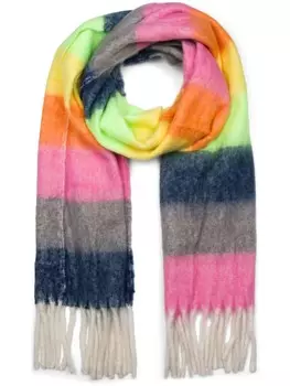 Шарф styleBREAKER Web, цвет neonpink-grau-dunkelblau-gelb-orange