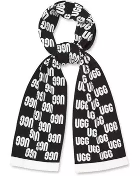 Шарф UGG Checked UGG Logo Scarf, черный