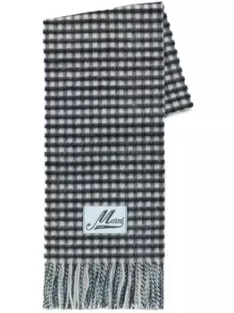 Шарф в клетку гингем Marni, черный
