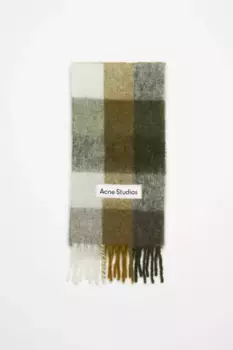 Шарф в клетку из мохера Acne Studios, Taupe/Green/Black