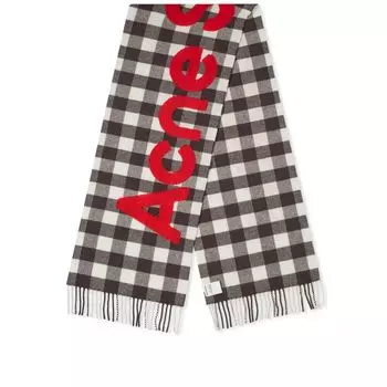 Шарф в клетку с логотипом Acne Studios Veda, серый