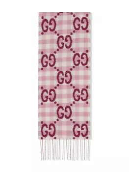 Шарф в клетку с логотипом GG Gucci Kids, розовый