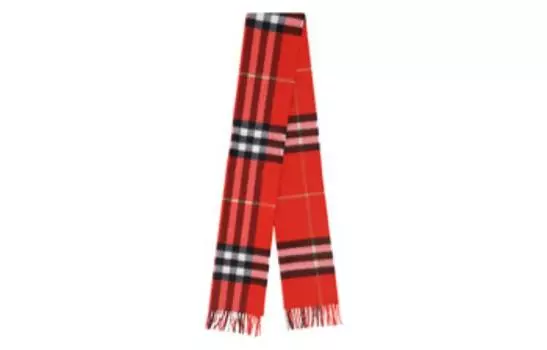 Шарф женский Burberry Checked Fringed, красный