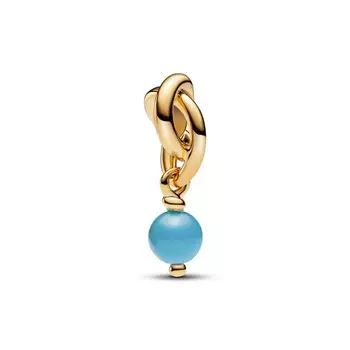 Шарм December Turqoise Blue Eternity Circle Dangle Pandora, покрытие - золото