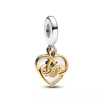 Шарм Lab-grown Diamond Engravable Mom Double Dangle Pandora, двухцветный
