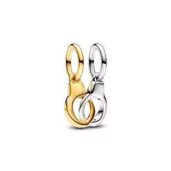 Шарм Openable & Splittable Handcuffs Dangle Pandora, двухцветный