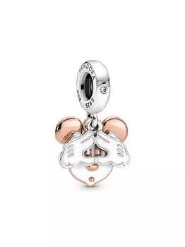 Шарм Pandora Disney Mickey Mouse Double Dangle Charm, стерлинговое серебро/розовое золото