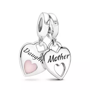 Шарм Pandora Double Heart Split Dangle Charm, стерлинговое серебро