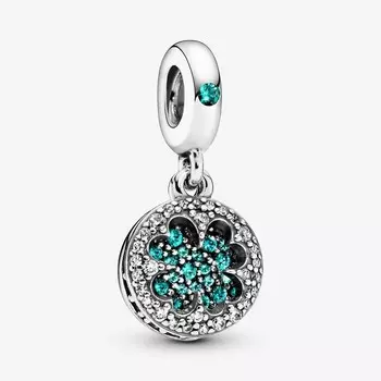 Шарм Pandora Lucky Four Leaf Clover Dangle, серебро/зеленый