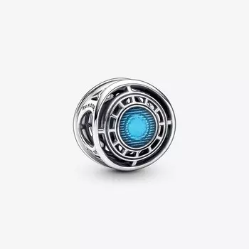 Шарм Pandora Marvel The Avengers Iron Man Arc Reactor, серебро/голубой