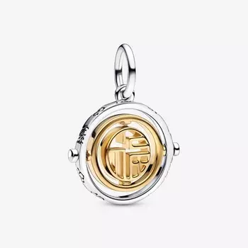 Шарм Pandora Two-Tone F Spinning Dangle, серебро/золото