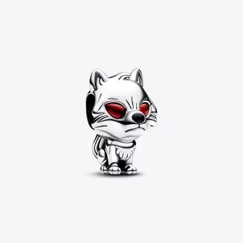 Шарм Pandora x Game of Thrones Ghost Direwolf, серебро/красный