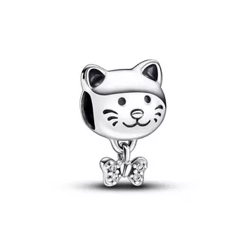 Шарм Pet Cat & Bow Pandora, стерлинговое серебро