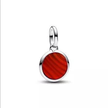 Шарм Red Murano Glass Engravable Mini Medallion Pandora, стерлинговое серебро