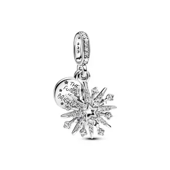 Шарм Sparkling Firework Double Dangle Pandora, стерлинговое серебро
