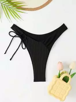 SHEIN Swim Vcay, простые женские однотонные плавки, черный цвет