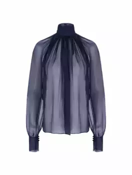 Шелковая блузка Saint Laurent, тёмно-синий