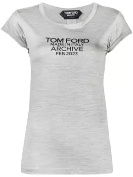 Шелковая футболка с логотипом TOM FORD, серый