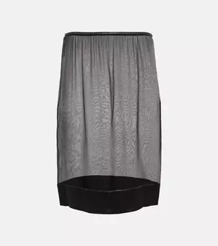 Шелковая мини-юбка SAINT LAURENT, черный