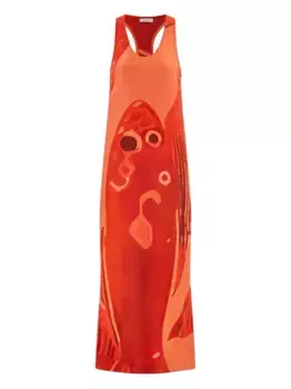 Шелковое платье макси Ferragamo, красный