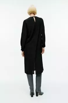 Шелковое платье с бантом H&M, черный