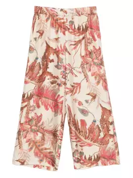 Шелковые брюки с цветочным принтом Weekend Max Mara, нейтральный
