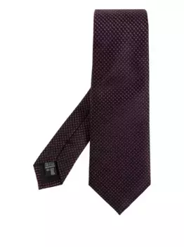 Шелковый галстук с микроузором GIORGIO ARMANI, черный