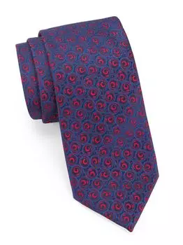 Шелковый галстук с узором Neat Swirl Bean Charvet, синий