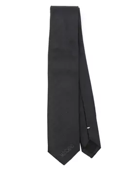 Шелковый галстук с вышивкой Moschino, черный