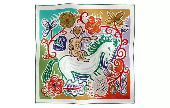 Шелковый шарф женский разноцветный HERMES