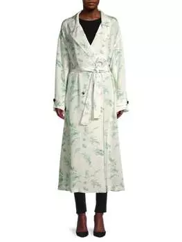 Шелковый Тренч в Клетку Michelle Waugh Jany с поясом, silk fern