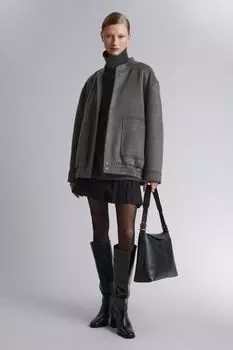 Шерстяная куртка оверсайз H&M, серый